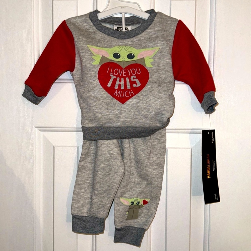 Star Wars Baby Yoda Outfit I Love You This Much sweatshirt & Pants 3-6 months,NB